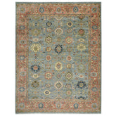12x15 Aqua, Rose, peach Color Hand Knotted Oushak Wool Arts and Crafts Oriental Rug