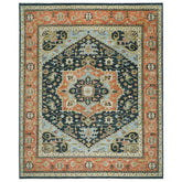 12x15 Blue, Burnt Orange, Ivory Color Hand Knotted Oushak Wool Oriental Rug