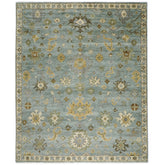 12x15 Blue, Beige, Gold Color Hand Knotted Oushak Wool Transitional Oriental Rug