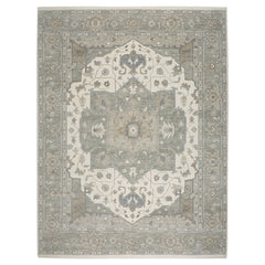 12x15 Gray, Ivory, Taupe Color Hand Knotted Oushak Wool Oriental Rug