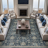 12x15 Blue, Beige, Moss Color Hand Knotted Oushak Wool Arts and Crafts Oriental Rug