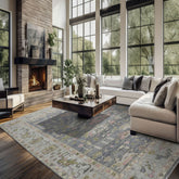 12x15 Slate, Blue, Gray Color Hand Knotted Oushak Wool Transitional Oriental Rug