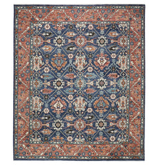 12x15 Navy, Burnt Orange, Beige Color Hand Knotted Oushak Wool Arts & Crafts Oriental Rug