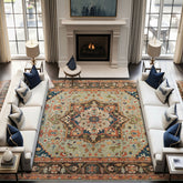 Green, Brown 11'8''x15 Oushak Southwestern Hand Knotted Wool Oriental Area Rug