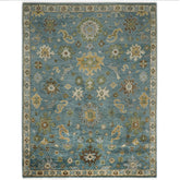 9x12 Celadon, Lime, Gold Color Hand Knotted Oushak Wool Arts and Crafts Oriental Rug