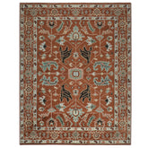 9x12 Burnt Orange, Aqua, Rose Color Hand Knotted Oushak Wool Arts and Crafts Oriental Rug