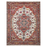 9x12 Rose, Rust, Ivory Color Hand Knotted Oushak Wool Oriental Rug