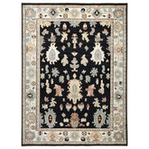 9x12 Black, Ivory, Rust Color Hand Knotted Oushak Wool Arts and Crafts Oriental Rug