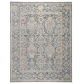 9x12 Blue, Slate, Beige Color Hand Knotted Oushak Wool Transitional Oriental Rug