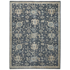 9x12 Gray, Beige, Moss Color Hand Knotted Oushak Wool Arts and Crafts Oriental Rug
