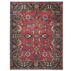 9x12 Coral, Teal, Ivory Color Hand Knotted Oushak Wool Arts and Crafts Oriental Rug