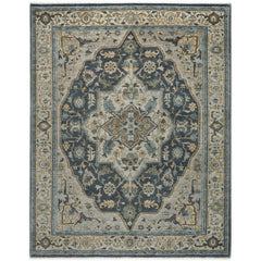 9x12 Blue, Gray, Slate Color Hand Knotted Oushak Wool Oriental Rug