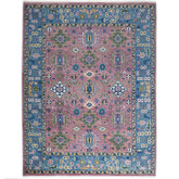 9x12 Pink, Blue, Ivory Color Hand Knotted Oushak Wool Arts and Crafts Oriental Rug