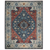 9x12 Blue, Burnt Orange, Beige Color Hand Knotted Oushak Wool Traditional Oriental Rug