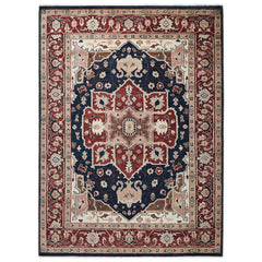 9x12 Blue, Rust, Ivory Color Hand Knotted Oushak Wool Oriental Rug