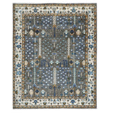 9x12 Gray, Blue, Ivory Color Hand Knotted Oushak Wool Transitional Oriental Rug