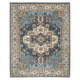 9x12 Blue, Ivory, Taupe Color Hand Knotted Oushak Wool Oriental Rug