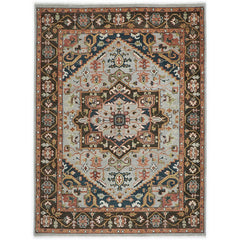 9x12 Slate, Brown, Green Color Hand Knotted Oushak Wool Oriental Rug