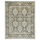 9x12 Gray, Ivory, Tan Color Hand Knotted Oushak Wool Transitional Oriental Rug