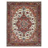 9x12 Ivory, Rose, Rust Color Hand Knotted Oushak Wool Oriental Rug