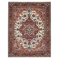9x12 Ivory, Rose, Rust Color Hand Knotted Oushak Wool Oriental Rug