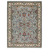 9x12 Blue, Ivory, Sage Color Hand Knotted Oushak Wool Transitional Oriental Rug