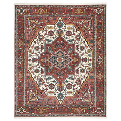 9x12 Ivory, Rust, Rose Color Hand Knotted Oushak Wool Oriental Rug