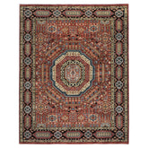 9x12 Rust, Sage, Blue Color Hand Knotted Oushak Wool Traditional Oriental Rug