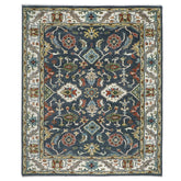 9x12 Blue, Ivory, Green Color Hand Knotted Oushak Wool Arts and Crafts Oriental Rug