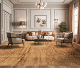 Palace Tan, Sage, Brown Color Hand Knotted Indo Persian Wool Transitional Oriental Rug