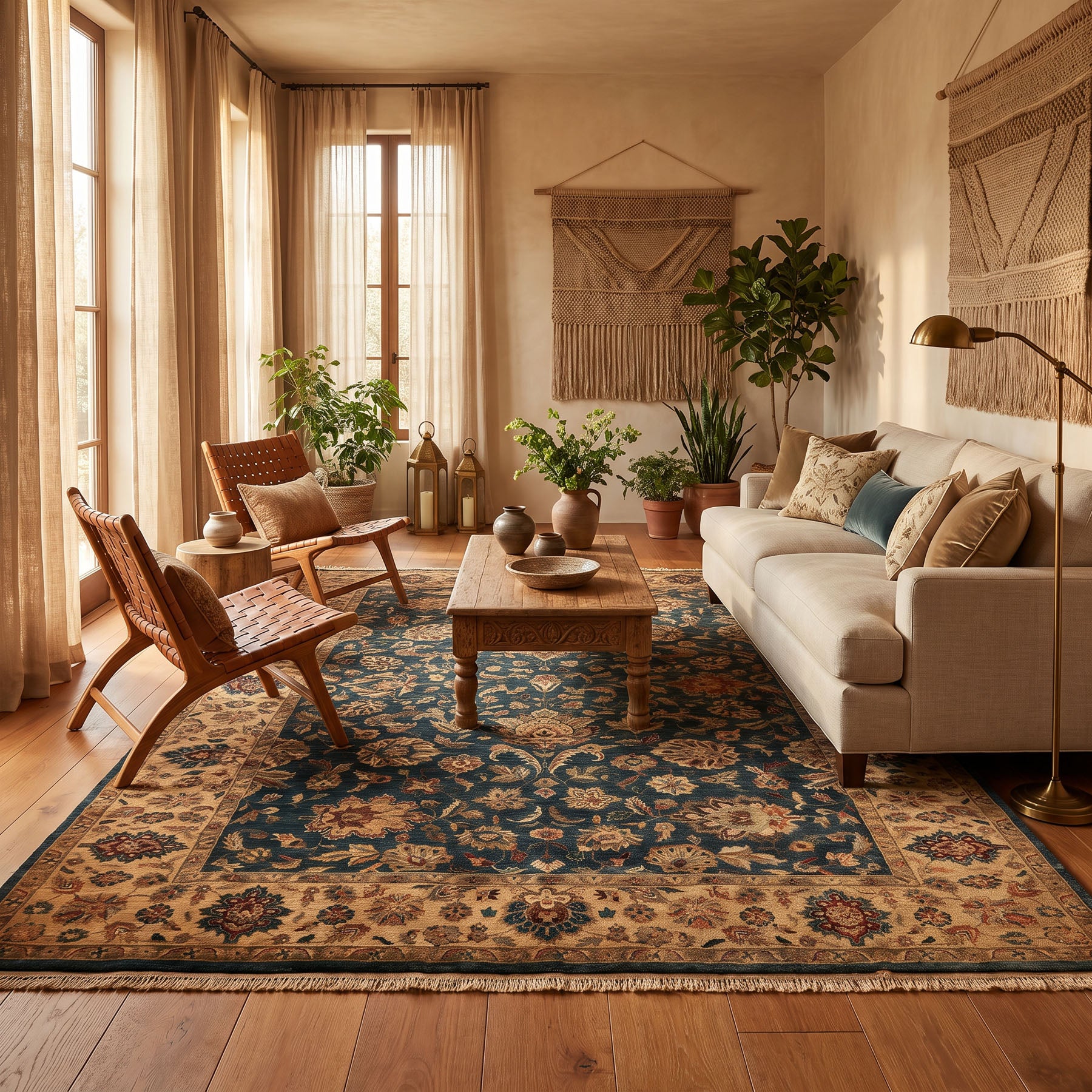 Palace Teal, Beige, Gold Color Hand Knotted Agra New Zealand Wool Traditional Oriental Rug