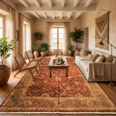 12x18 Rust, Gold, Sage Color Hand Knotted Agra Wool Traditional Oriental Rug
