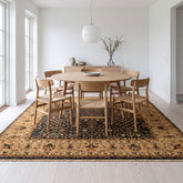 Square Charcoal, Tan, Rust Color Hand Knotted Soumak Wool Transitional Oriental Rug