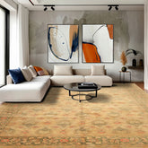 9x13 Beige, Moss, Sage Color Hand Knotted Oushak Wool Transitional Oriental Rug