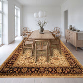 12x18 Beige, Maroon, Sage Color Hand Knotted Agra New Zealand Wool Traditional Oriental Rug