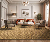 10x14 Tan, Olive, Green Color Hand Knotted Tibetan New Zealand Wool Transitional Oriental Rug