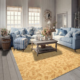 8' Square Tone on Tone Gold, , Color Hand Knotted Tibetan Wool Transitional Oriental Rug