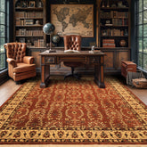 8x10 Rust, Beige, Light Gold Color Hand Knotted Agra Wool Traditional Oriental Rug