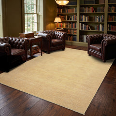 9x12 Ivory, Gray, Taupe Color Hand Knotted Peshawar Wool Transitional Oriental Rug