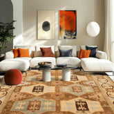 8x10 Beige, Gold, Sage Color Hand Knotted Tibetan Wool Modern & Contemporary Oriental Rug