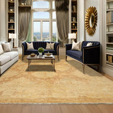 8x10 Tan, Beige, Celadon Color Hand Knotted Oushak New Zealand Wool Transitional Oriental Rug