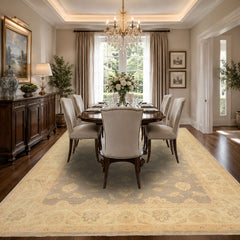 8x10 Gray, Ivory, Tan Color Hand Knotted Chobi Peshawar Wool Traditional Oriental Rug