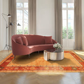 5x8 Peach, Burnt Orange, Mint Color Hand Knotted Gabbeh Wool Traditional Oriental Rug