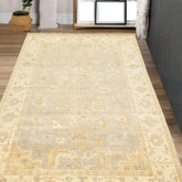 6x9 Gray, Slate, Ivory Color Hand Knotted Oushak Wool Transitional Oriental Rug