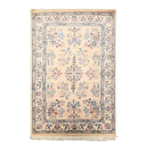 4x6 Blush, Ivory, Black Color Hand Knotted Indo Sarouk Wool Traditional Oriental Rug
