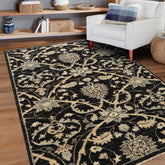 3x5 Charcoal, Beige, Gray Color Hand Knotted Indo Persian Wool Transitional Oriental Rug