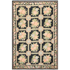 6x9 Charcoal, Green, Rose Color Hand Woven Chainstitch Wool Traditional Oriental Rug