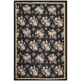 6x9 Charcoal, Rose, Green Color Hand Woven Chainstitch Wool Traditional Oriental Rug