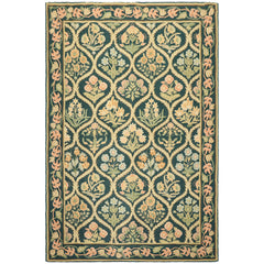 6x9 Green, Beige, Brown Color Hand Woven Chainstitch Wool Traditional Oriental Rug