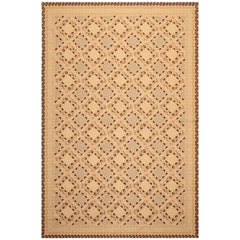6x9 Beige, Tan, Taupe Color Hand Woven Portugese Needlepoint Wool Modern Oriental Rug